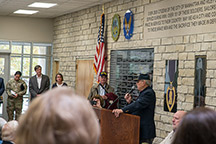 Jim Sharp speaks during dedication. Image courtesy of Tom Parish.